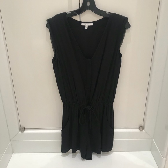 Milly Black Stretch Silk Crepe Romper - Picture 3 of 4
